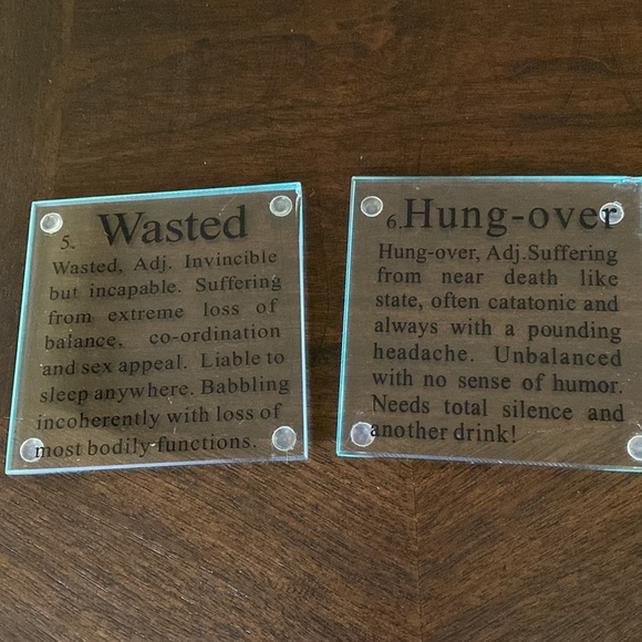 Bar Drink Coasters - Set of 6 - Glass 4”‎ x 4” - Picture 6 of 6